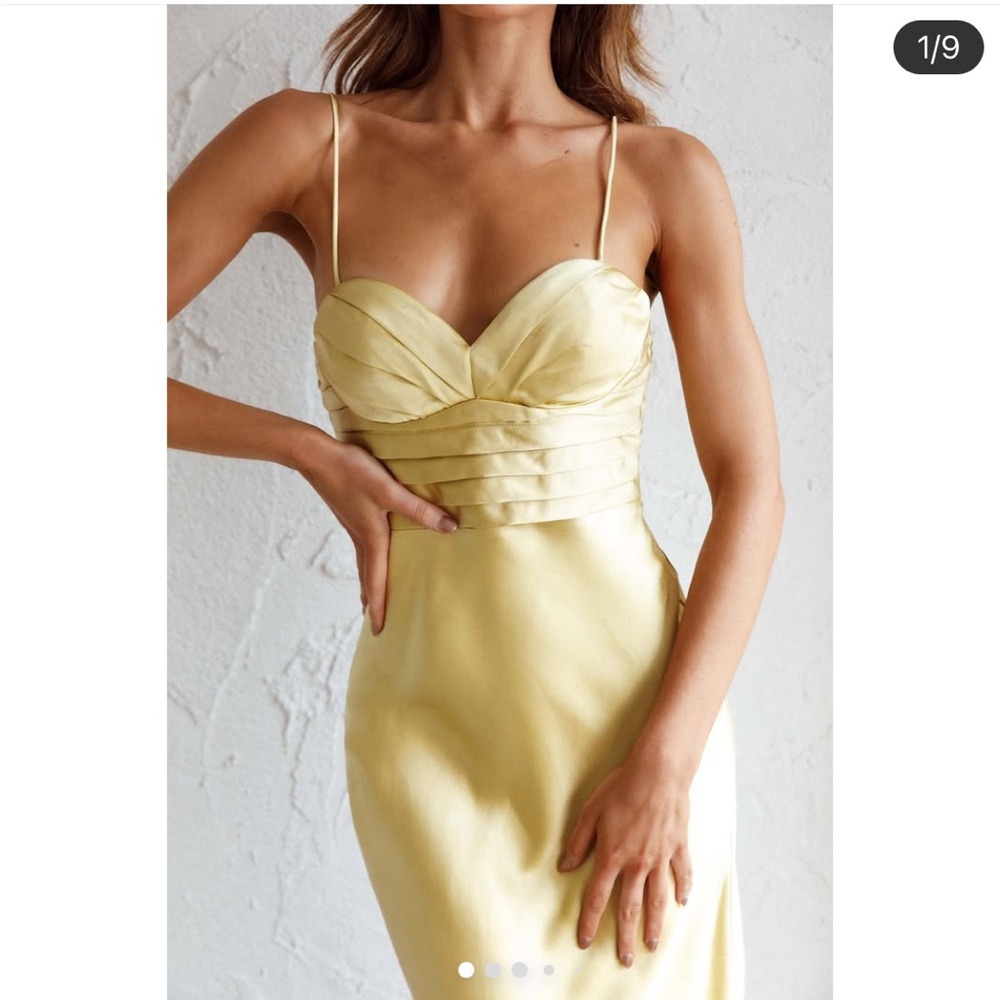 Elegant Yellow Gold Satin Dress